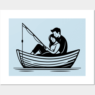 Fishing Couple Posters and Art